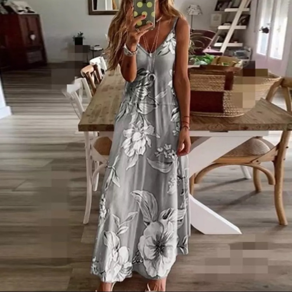 Women Summer Strap Beach Boho Maxi Dress